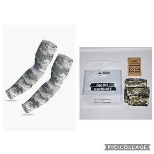 New Tough Outfitters Printed Green Camo Compression Sun Arm Sleeves Size Youth S
